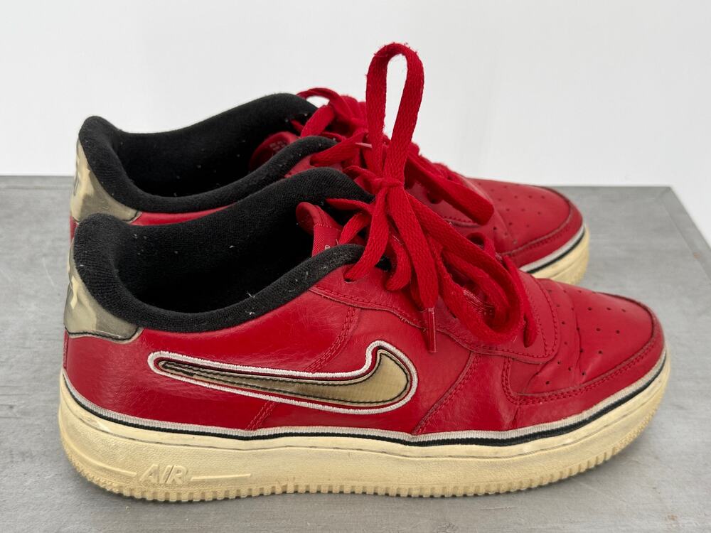 Nike Air Force 1 LV8 Red Leather Sneakers Youth 7Y Women's 8.5 Athletic Classic